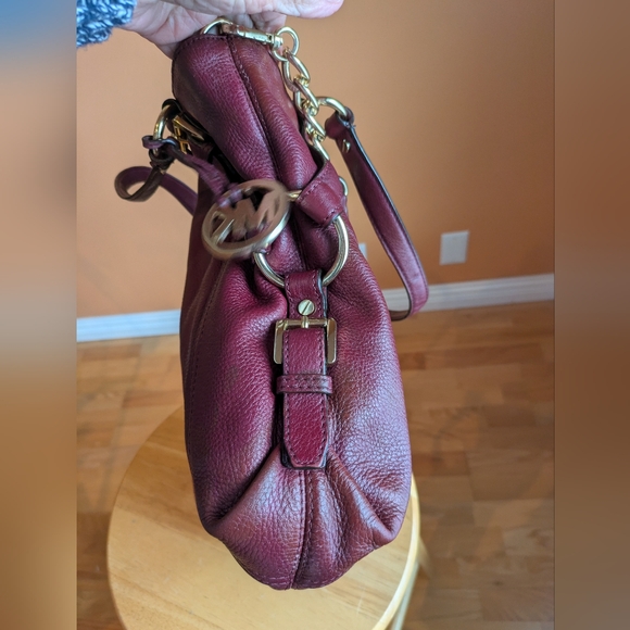 MICHAEL KORS BURGUNDY BAG Shoulder Leather Gold Hardwer - Picture 6 of 14